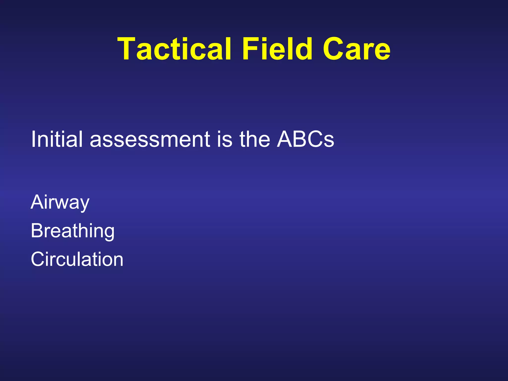 If the casualty has severe bleeding from a limb or has an amputation, apply a tourniquet Improved First Aid Kit 