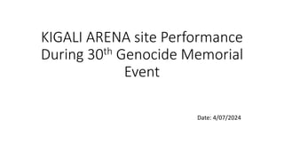 KIGALI ARENA site Performance
During 30th Genocide Memorial
Event
Date: 4/07/2024
 