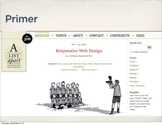 Primer




Thursday, November 8, 12
 