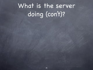 What is the server
  doing (con’t)?




        15
 