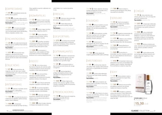 | EMPRESARIAIS 
FM 07 Encantadores aromas de 
ervilha, frésia e jasmim. 
FM 98 Um poder refrescante de 
citrinos aprofundado com flores doces e 
toques de madeira. 
Peça também: feromonas (98f), hot (98h), gel de 
banho (98e), creme para mãos e unhas (98n) 
FM 271 Um aroma de papaia 
sumarenta, kiwi e romã combinado 
com um provocador aroma de baunilha, 
hibisco, orquídea e âmbar cinza. 
| ENCANTADORAS 
FM 25 Uma união harmoniosa de 
frésia, flor de iris, passiflora, frutas exóticas 
e cedro branco. 
Peça também: hot (25h), gel de banho (25e), deo 
roll-on perfumado (25t) 
FM 411 Brisa azul de notas 
aquáticas e da frescura do limão, 
aprofundada pelo aroma hipnótizante do 
jasmim, do lírio-do-vale e do encantador 
almíscar. 
| DELICADAS 
FM 81 Aroma excêntrico de 
magnólia, lírios do vale, rosa e violeta 
complementado com a doçura da maçã 
e do pepino verde. 
Peça também: feromonas (81f), hot (181h), gel 
de banho (81e), bálsamo para o corpo (81m), deo 
roll-on perfumado (81t), perfume para o cabelo 
(81w), creme para mãos e unhas (81n) 
| INTEMPORAIS 
FM 21 Quente e sonhador aroma 
de rosa, jasmim e ylang ylang. 
Peça também: hot (21h), gel de banho (21e), 
bálsamo para o corpo (21m) 
FM 132 Um perfume exclusivo e 
misteriosos de gardénia, peónia, laranja, 
âmbar cinza e tuberosa. 
FM 406 Composição 
incrivelmente delicada de flores de lótus, 
frésia, gardénia e jasmim, salpicada com 
pétalas de rosa. 
| ROMÂNTICAS 
FM 23 Doces e muito sensuais 
notas de tangerina, jasmim e baunilha. 
Peça também: feromonas (23f), hot (23h), gel 
de banho (23e), bálsamo para o corpo (23m), deo 
roll-on perfumado (23t) 
FM 174 Aroma mágico de lírios 
frescos, frésia, magnólia e jasmim. 
FM 181 Aroma divertido e 
coquete onde encontrará citrinos, 
groselha vermelha e nenúfar. 
FM 401 Groselhas vermelhas 
e pimenta vermelha numa divertida 
combinação com pétalas de jasmim, 
peónia e rosa e doce panna cotta. 
FM 408 Encantadoras e 
maravilhosas notas arejadas de frésia 
e flor branca de lótus numa ligação 
dinâmica com o aroma instável da romã. 
| DOCES 
FM 16 Uma mistura doce, 
fascinante e fabulosa de caramelo, pêra 
e laranja. Baseada no aroma sensual de 
orquídea e notas leves de patchuli. 
FM 20 Rosa sensual, frésia 
delicada e orquídea sedutora 
mergulhadas nos aromas de chá preto, 
patchuli e almíscar. Pura doçura! 
FM 26 Uma mistura oriental de 
orquídea, magnólia e pimentão doce. 
FM 80 Um aroma enigmático 
de tangerina verde, violeta, sorvete de 
morango e pipocas caramelizadas. 
FM 263 Divertida combinação 
de jasmim, tuberosa, lírios do vale e 
almíscar com um pouco de citrinos e 
madeira tropical 
FM 405 Notas frutadas vibrantes 
e enérgicas de bergamota e toranja, 
PERFUMES 30 ml 
concentração 20% 
15,30 EUR 
CLASSIC COLLECTION 35 Os produtos FM GROUP 
são produtos o 34 riginais da FM GOPRU WORLD 
sublinhadas com o aroma de peónia 
e rosa. 
| FRESCAS 
FM 06 Deliciosa mistura de notas 
de citrinos e musgo de carvalho. 
FM 33 Poder refrescante de 
jasmim, rosa branca, bambú, maçã e 
limão. 
Peça também: feromonas (33f), hot (33h), gel de 
banho (33e), bálsamo para o corpo (33m), deo roll-on 
perfumado (33t), creme para mãos e unhas (33n) 
| DESPORTIVAS 
FM 272 A essência da juventude 
e energia, inspiradas pelas sumarentas 
tangerinas, framboesas, frésia, violeta, flor 
de iris e madeira de sândalo. 
| EXTRAVAGANTES 
FM 14 Profundas e inesquecíveis 
sensações garantidas graças a sua rara 
mistura de notas de café, baunilha, 
orquídea, rosa e groselha negra. 
FM 24 Um bouquet exótico à 
base de aromas dominantes de manga 
e tangerina. 
FM 32 Aroma enigmático e 
ambíguo de tangerina, amora e manga 
misturada com a doçura do mel e do 
chocolate. 
Peça também: gel de banho (32e) 
FM 403 Notas mágicas dos 
aromas mais luxuosos: açafrão, incenso 
e âmbar, irradiadas pela flor de laranjeira, 
tangerina e baunilha. 
| PROVOCADORAS 
FM 10 Notas frescas de tangerina, 
rosa, hera e orquídea africana. 
Peça também: gel de banho (10e), 
bálsamo para o corpo (10m) 
FM 18 Notas radiantes de laranja, 
toranja e bergamota misturadas com a 
doçura do jasmim e da rosa. 
Peça também: feromonas (18f), hot (18h), 
gel de banho (18e) 
| OUSADAS 
FM 03 Mistura moderna e jovem 
que seduz com o jasmim, orquídea, 
sândalo e flor de tiaré temperada com 
pimenta rosa. 
FM 29 Aroma quente e ousado 
das frutas tropicais com uma ligeira 
pitada de picante oferecido pela 
groselha, cíclame e almíscar. 
FM 97 Aroma louco e 
extravagante do narciso amarelo, lírio do 
vale, frésia, gardénia e carvalho. 
Peça também: feromonas (97f), hot (97h), gel 
de banho (97e), bálsamo para o corpo (97m),deo 
roll-on perfumado (97t) 
FM 125 Aroma vibrante de 
tangerina, gardénia, ervilha verde e amêndoa. 
| MISTERIOSAS 
FM 01 A mistura das notas do 
chá verde, limão, arando e flores brancas 
expressam a singularidade da natureza 
feminina. 
FM 09 Extrato profundamente 
memorável de frutas verdes, baunilha 
e almíscar. 
Peça também: hot (09h) 
FM 101 Aroma misterioso de 
almiscar branco, baunilha, incenso, flor 
de laranjeira e pera. 
Peça também: feromonas (101f), gel de banho 
(101e), bálsamo para o corpo (101m), deo roll-on 
perfumado (101t) 
FM 173 Uma mistura um pouco 
hipnótica de amêndoas, almiscar, musgo 
e madeira de jacarandá. 
Peça também: gel de banho (173e), bálsamo 
para o corpo (173m), deo roll-on perfumado (173t), 
perfume para o cabelo (173w), creme para mãos e 
unhas (173n) 
FM 180 Aroma sedutor e 
intemporal de framboesa, líchia, frésia, 
rosa, patchuli e baunilha. 
| SENSUAIS 
FM 05 Aroma encantador e 
enigmático de madeira de sândalo, 
coentros, rosa e baunilha. 
Peça também: hot (05h), gel de banho (05e), 
bálsamo para o corpo (05m), deo roll-on 
perfumado (05t) 
FM 12 Fragrância hipnotizante de 
passiflora, baunilha, bordo e jasmim. 
FM 177 Liberte os seus sentidos 
com o aroma de açafrão, incenso, 
baunilha, bergamota e flor de laranjeira. 
FM 185 Aroma feminino e 
incrivelmente sensual do jasmim e do 
arroz basmati. 
FM 409 Aroma fresco e 
encantador da líchia, osmanto, patchuli e 
íris, com notas balsámicas de almíscar e 
âmbar cinzento. 
FM 410 Composição clássica que 
apresenta a rosa turca na sua edição mais 
moderna, atual e citadina, misturada de 
forma tentadora à verbena e baunilha. 
| SEXY 
FM 17 Aroma sedutor criado a 
partir da combinação da maçã, frésia, 
tuberosa e jasmim. 
Peça também: hot (17h) 
FM 183 Mistura sensual de flor 
de heléboro, pimenta rosa, arando, 
madeira de massoia e baunilha. 
FM 402 Energética e sedutora 
mistura de extremos: notas refrescantes 
de toranja, tangerina e pimenta rosa 
mergulhados em baunilha doce com um 
toque de café. 
| CHIQUE 
FM 34 Uma onda fresca de 
citrinos, jacinto e íris, com um toque de 
patchuli e pimenta rosa. 
Peça também: gel de banho (34e) 
FM 257 Composição sofisticada 
que surpreende com a sua rara mistura 
de margarida, rosa, jasmim, almíscar e 
patchuli. 
FM 400 Uma composição 
tentadora de fruta de bergamota, 
beladona e romã com notas florais de 
nenúfares e hibiscos. A composição 
é finalizada pela fusão do cedro com 
almíscar. 
FM 404 Mistura misteriosa de 
notas cativantes com notas de tangerina, 
líchia, tuberosa, sândalo e almíscar 
sedutor. 
FM 407 Aroma efervescente 
de champanhe de flores brancas num 
quadro elegante rasgado por notas 
amadeiradas. 
510,00 EUR/1 l 
 