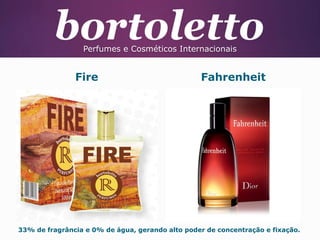 Perfumes e Cosméticos Internacionais

Fire

Fahrenheit

33% de fragrância e 0% de água, gerando alto poder de concentração e fixação.

 