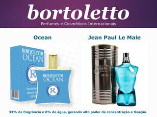 Perfumes e Cosméticos Internacionais

Ocean

Jean Paul Le Male

33% de fragrância e 0% de água, gerando alto poder de concentração e fixação.

 