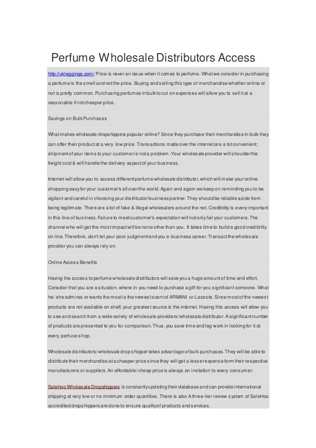 perfume wholesale distributors access