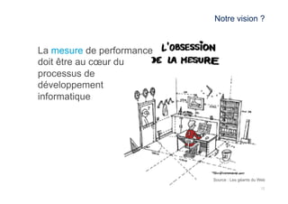 121 
2 
La mesure de performance 
doit être au coeur du 
processus de 
développement 
informatique 
Notre vision ? 
Source : Les géants du Web 
 