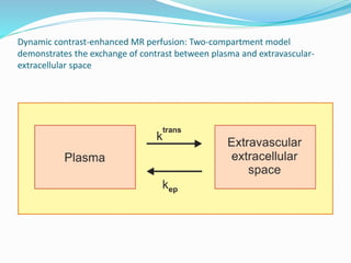Dynamic contrast-enhanced MR perfusion: Two-compartment model
demonstrates the exchange of contrast between plasma and extravascular-
extracellular space
 