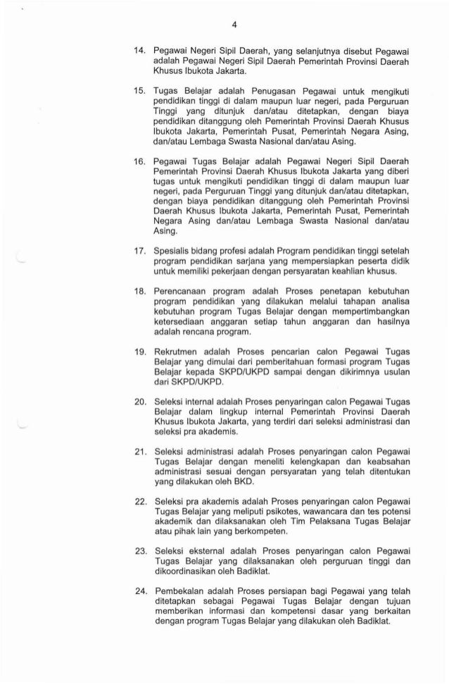 Tugas Belajar PNS PemProv DKI Jakarta  Pergub Prov DKI 