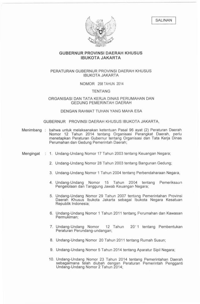 Organisasi Dan Tata Kerja Dinas Perumahan Dan Gedung Pemerintah Daera