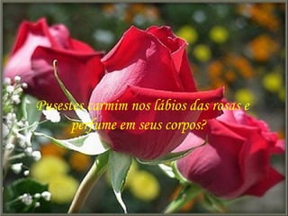 Pusestes carmim nos lábios das rosas e  perfume em seus corpos? 