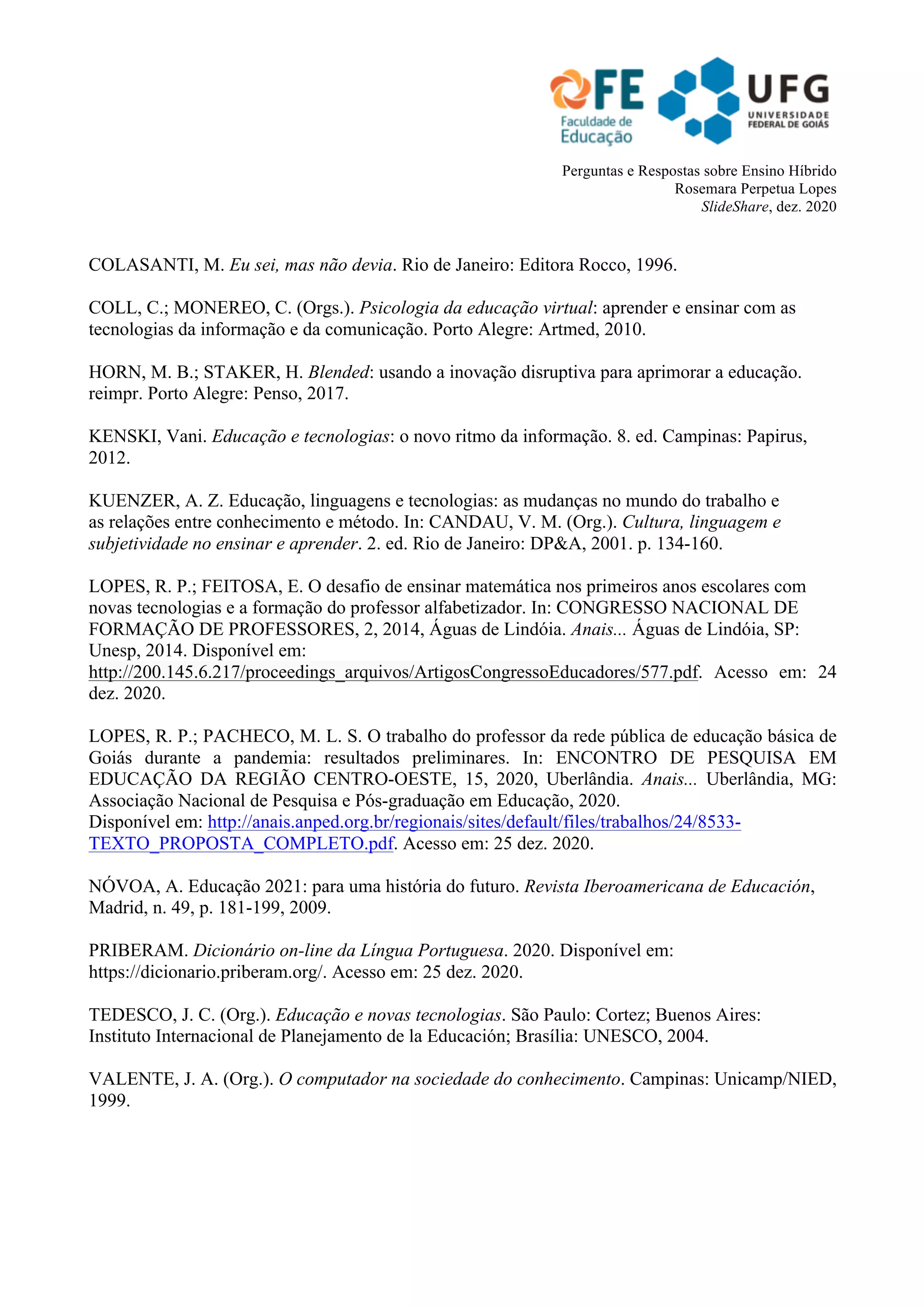 Perguntas e Respostas sobre Ensino Híbrido | PDF