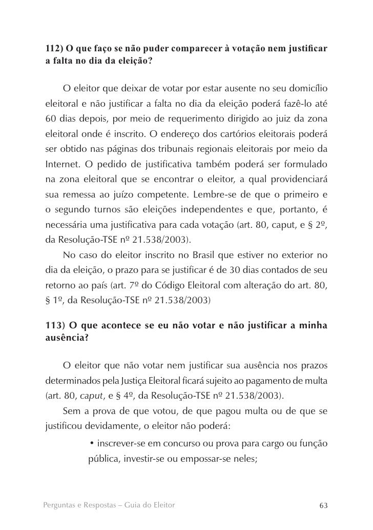 Eleições - Cartilha - Perguntas e Respostas - TSE