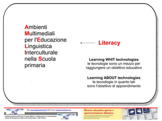 Ambienti
Multimediali
per l'Educazione
Linguistica
Interculturale
nella Scuola
primaria

Literacy
Learning WHIT technologi...