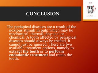 Periapical diseases and classification