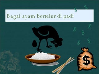 Bagai ayam bertelur di padi $ $ $ $ $ $ $ 