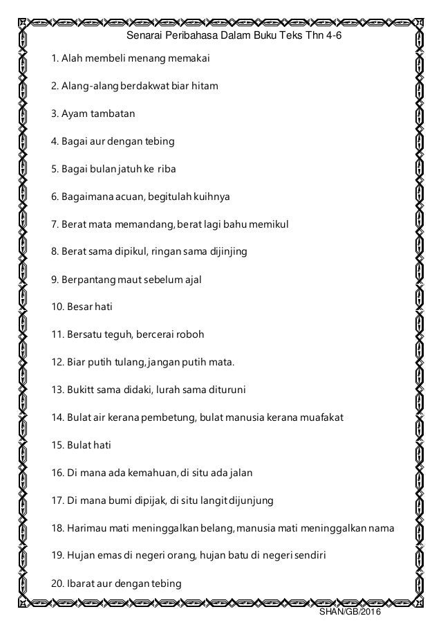 Peribahasa Melayu Buku Teks Tahun 5  Cikimm.com
