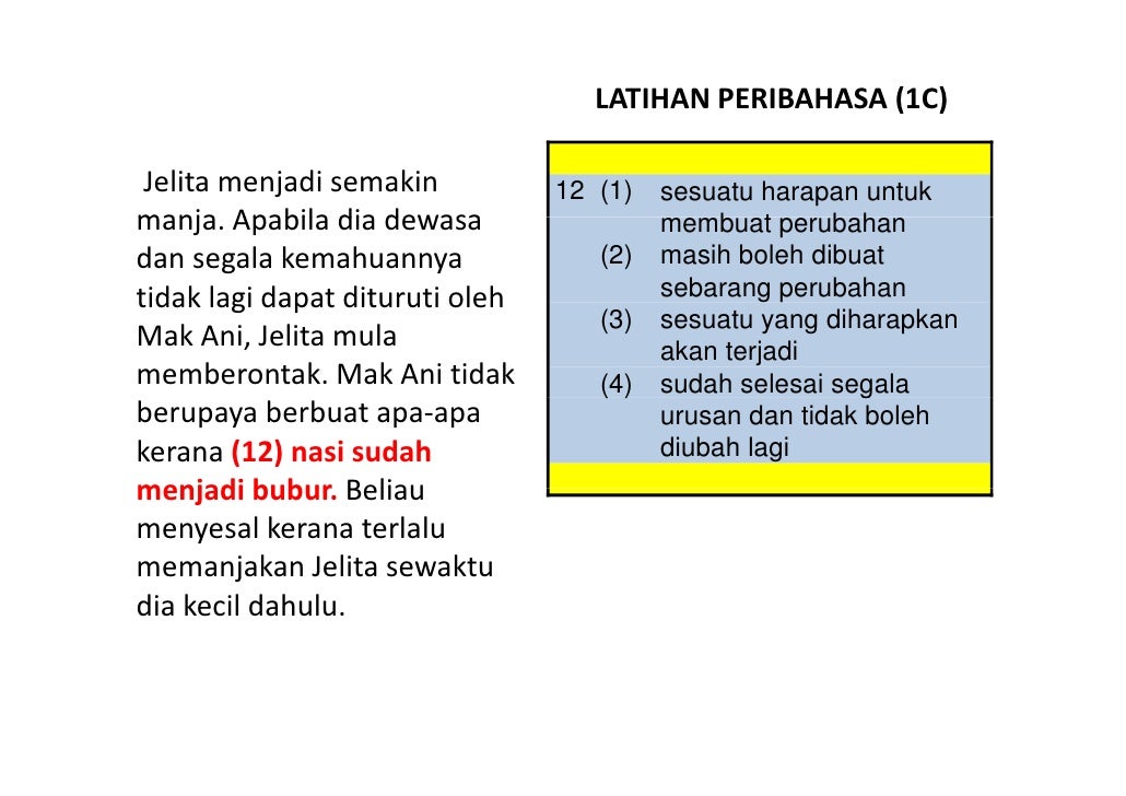 LATIHAN BAHASA MELAYU PSLE - PERIBAHASA 01