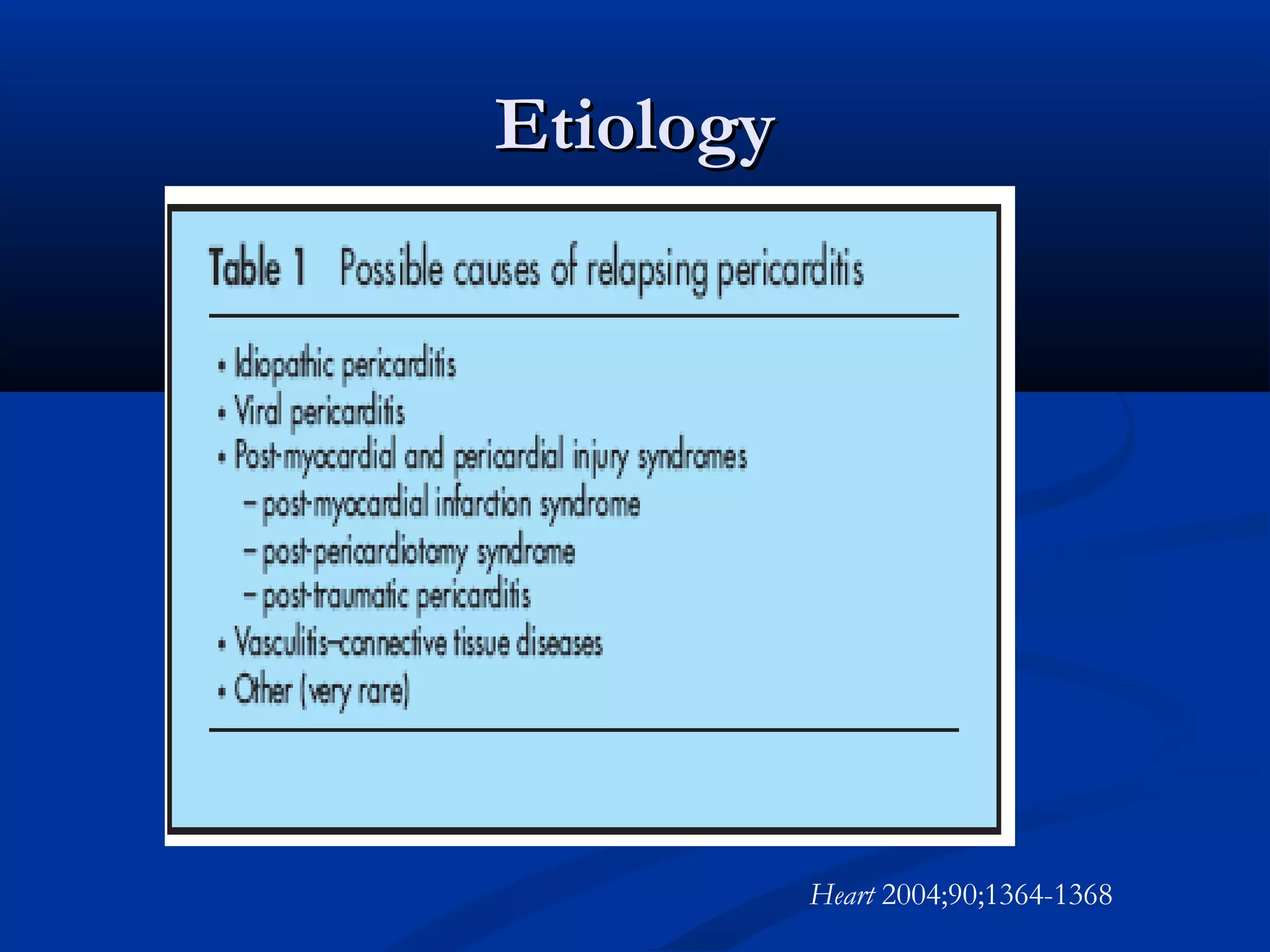 Etiology




           Heart 2004;90;1364-1368
 