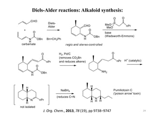 Diels-Alder reactions: Alkaloid synthesis:
24J. Org. Chem., 2013, 78 (19), pp 9738–9747
 