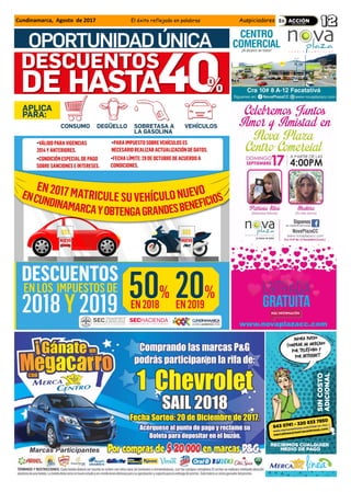 Cundinamarca, Agosto de 2017 El éxito reflejado en palabras Auspiciadores
www.novaplazacc.comwww.novaplazacc.com
 