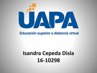 Isandra Cepeda Disla
16-10298
 