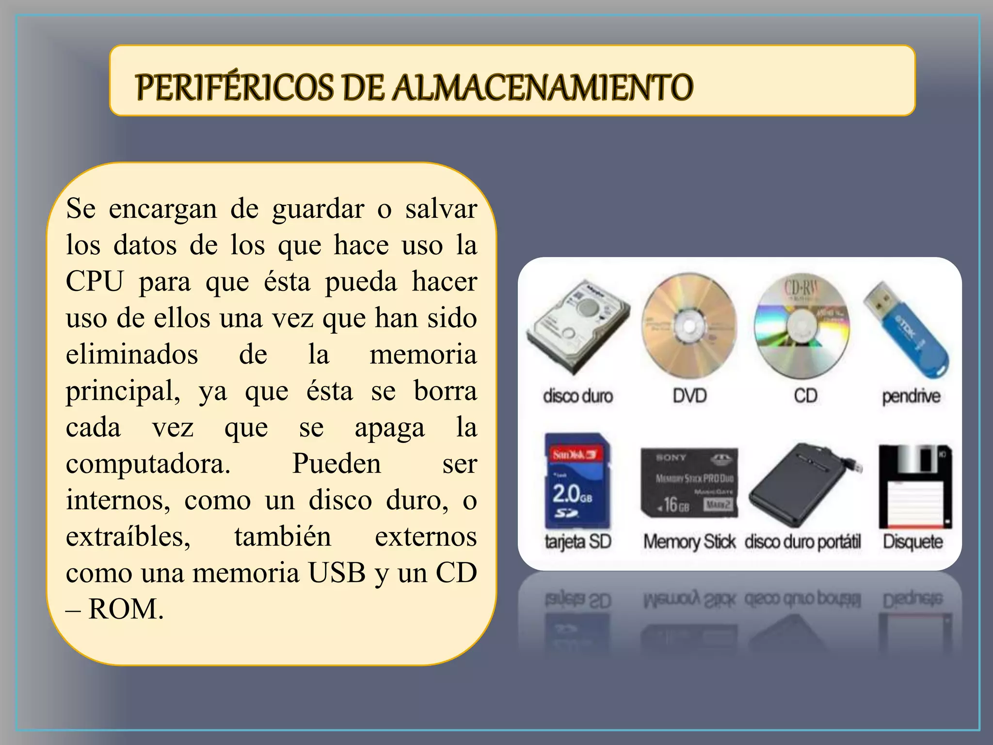 Perifericos de almacenamiento y comunicacion | PPTX | Data Storage and