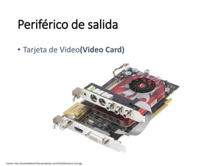 Fuente: http://essentialblend.files.wordpress.com/2010/04/sound-card.jpg
Periférico de salida
• Tarjeta de Video(Video Card)
 