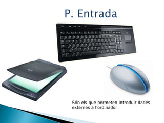 P. Entrada




 Són els que permeten introduir dades
 externes a l’ordinador
 