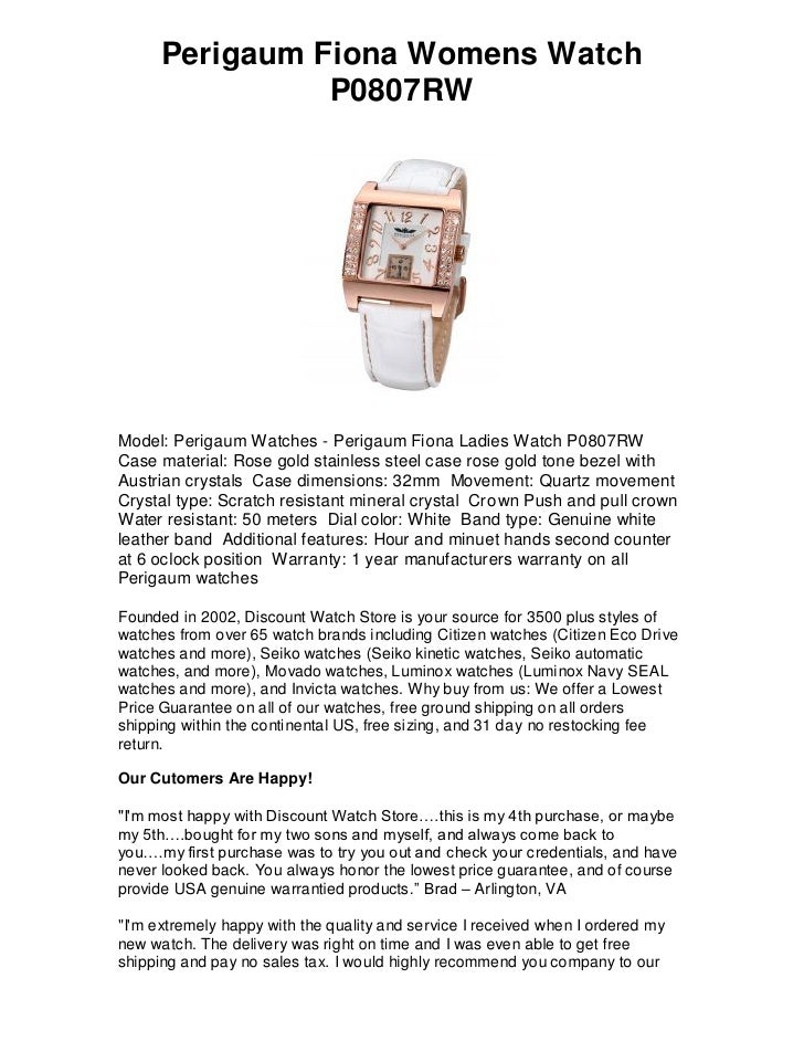 Perigaum Fiona Womens Watch P0807 Rw Free Shipping Lowest Price Gu