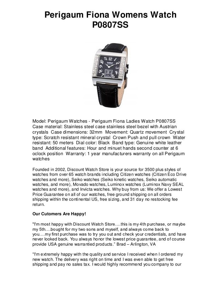 Perigaum Fiona Womens Watch P0807 Ss Free Shipping Lowest Price Gu