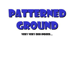 Patterned
 Ground
  Very very odd indeed…
 