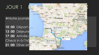 Notre journée…
10 :00 Départ de Barcelone
13 :00 Déjeuner en route. On arrête à Carcassone
17 :00 Arrivée à Bergerac.
Check in à l’hôtel, Hébergement.
21 :00 Dîner et logement à l’hôtel de France
JOUR 1 BARCELONA – BERGERAC
 