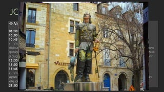 JOUR 2 PERIGUEUX – BERGERAC
Notre journée…
08 :30 Petit-Déjeuner
10 :00 Départ à Périgueux
10 :45 PÉRIGUEUX
 Visite guidée
Aujourd'hui nous nous dirigerons vers Périgueux. Nous explorerons ses rues médiévales et visiterons
quelques-unes des étapes de la Renaissance déclarées patrimoine historique et qui ont contribué
à augmenter la renommée de la ville. Fin de la visite de la magnifique cathédrale de Saint-Front.
13 :30 Déjeuner
15 :00 Départ à Bergerac
15 :45 BERGERAC
 Visite guidée
Après le repas, retournerons à Bergerac, où un guide local révélera les meilleurs endroits dans la
ville de Cyrano
21 :00 Dîner et logement à l’hôtel
 