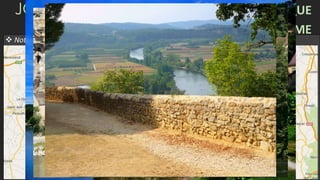 JOUR 4 SARLAT-BEYNAC-ET-CAZENAC-LA ROQUE
GAGEAC-DOMME
 Notre journée…
08 :00 Petit-Déjeuner
9 :00 Départ à SARLAT (1h15)
Après le petit déjeuner départ à la ville de Sarlat, où l'on trouve le guide local qui nous accompagnera et nous montrera
la ville.
11 :30 Départ à BEYNAC-ET-CAZENAC(15m)
Après on ira à Beynac-et-Cazenac on visiterons sa fabuleuse forteresse.
13 :00 Déjeuner
15 :00 Départ à LA ROQUE GAGEAC (10m)
 Ballade en Gabarre (1h)
Ensuite, le village de La Roque Gageac, une partie des Plus Beaux Villages de France, où nous allons faire un promenade
en gabarre(une réplique du vieux bateaux) qui va nous permettre de profiter de la vue imprenable sur une partie des
plus spectaculaires villages du Périgord
 Train tourisitique jusqu’à Domme (15)
Ensuite, on prendra le train touristique jusqu’à le beau village de Domme
16 :30 DOMME
Visite du village
18 :00 Retour
21 :00 Dîner et logement à l’hôtel
 