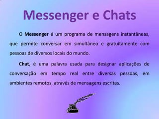 Desvantagens da InternetAs várias desvantagens da Internet são:o perigo existente para as crianças, jovens e adultos;