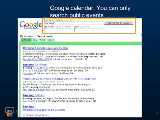 Google calendar: You can only search public events 