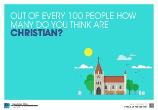 OUT OF EVERY 100 PEOPLE HOW 
MANY DO YOU THINK ARE 
CHRISTIAN? 
© Ipsos MORI 
Source: Ipsos Global @dvisor 
PERILS OF PERCEPTION 
12 
National 
Perceptions 
 