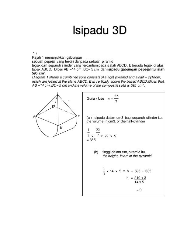 Formula Isipadu Silinder - pametno