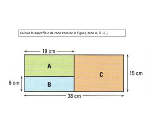 Calcula la superfície de cada zona de la figua ( zona A, B i C )
 