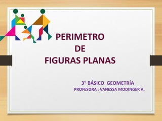 PERIMETRO
DE
FIGURAS PLANAS
3° BÁSICO GEOMETRÍA
PROFESORA : VANESSA MODINGER A.
 