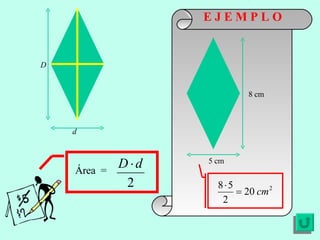 E J E M P L O Área  =  D d 8 cm 5 cm 