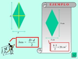 E J E M P L O Área  =  D d 8 cm 5 cm 