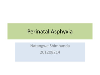 Perinatal Asphyxia
Natangwe Shimhanda
201208214
 