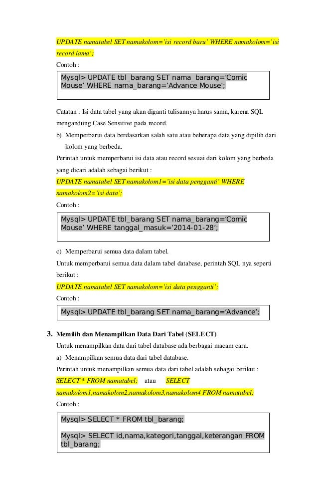 Perintah bahasa Query (SQL)