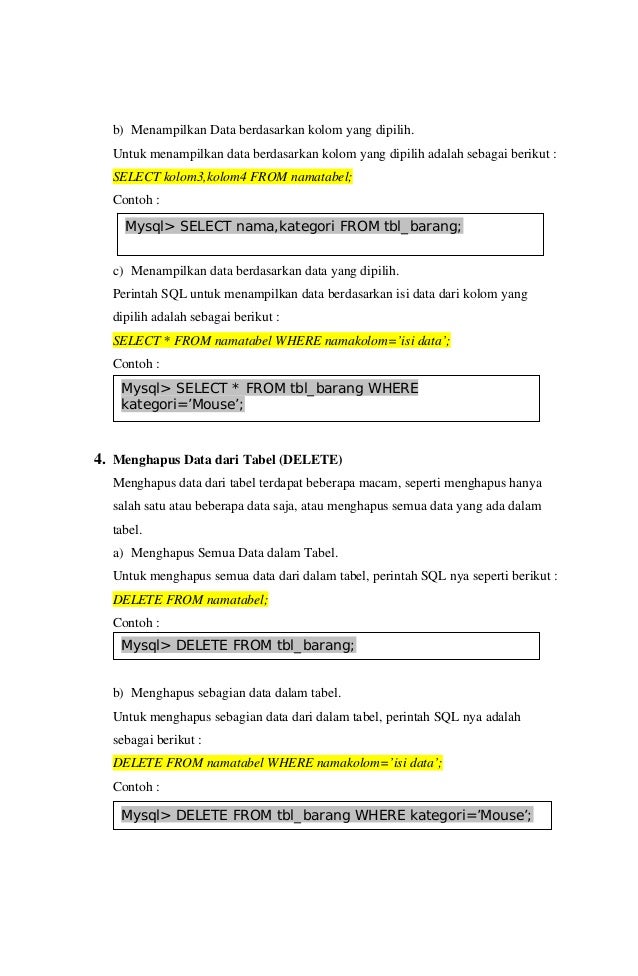 Perintah bahasa Query (SQL)