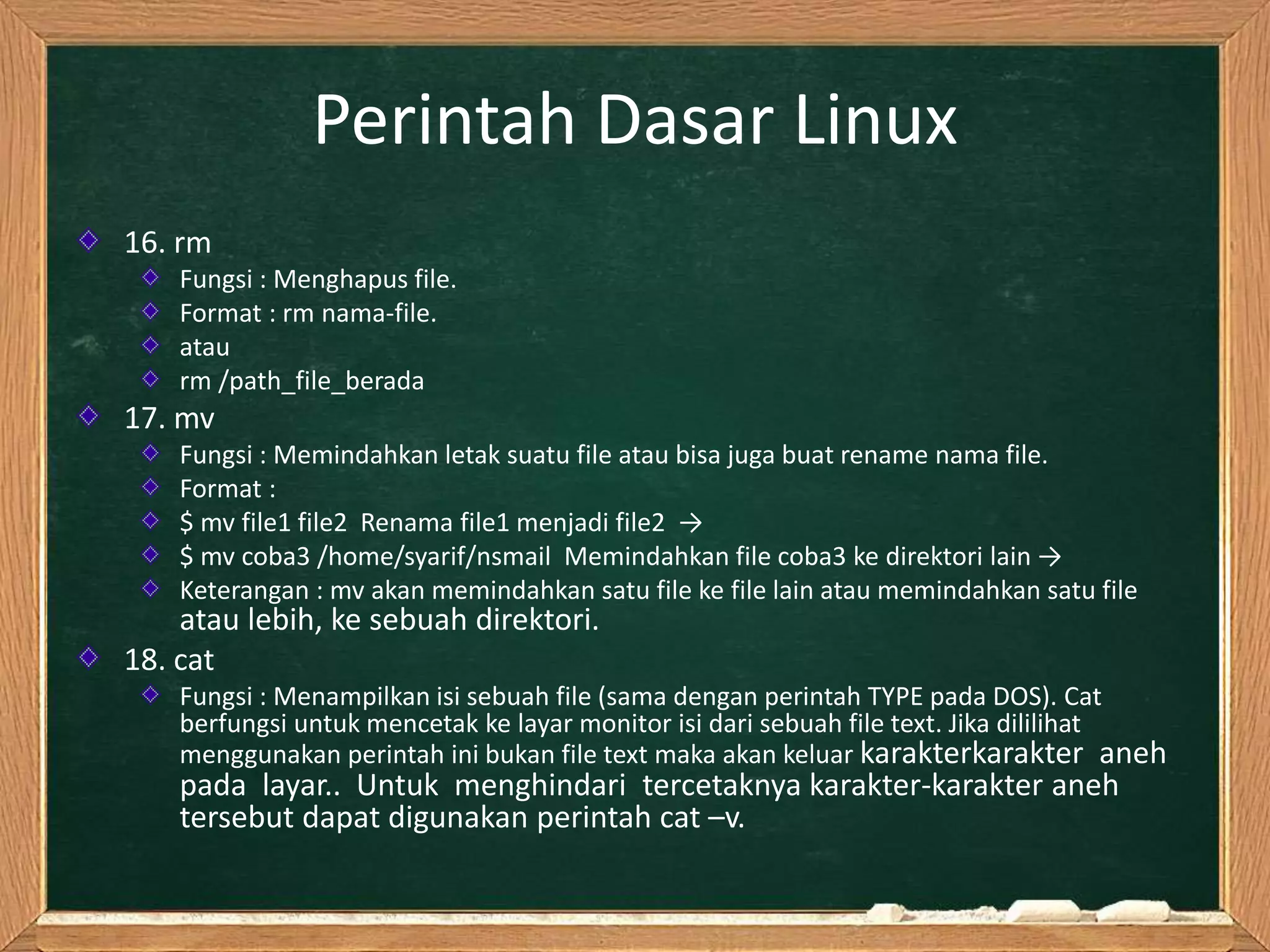 Perintah dasar linux dan fungsi fungsinya | PPTX