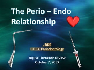 , DDS
UTHSC Periodontology
Topical Literature Review
October 7, 2013
 