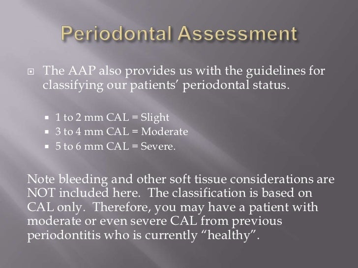 What Is Cal In Periodontal Charting