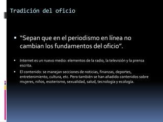 ¡No todo al mismo tiempo!CNN: funciones están muy bien repartidas entre el periodista y el cámara. (tv- internet)Ventajas:$       Desventaja: No especializaciónperiodista multimedia es :expertos en la materiainformación necesariabuenas fotografíastexto para su revistaadapta el contenido para la página web:hipertextopuede grabar en sonido  monta un vídeo para la televisión o colgarlo en Internet. 