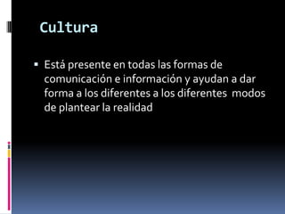 incluyen también todas las formas artísticas de la alta cultura a la popular, como la artesanía, el design, el patrimonio cultural, el turismo cultural, los equipos culturales (museos, teatros, cines), así como el trabajo conjunto de la cultura, el turismo y la educación como forma de llegar al desarrollo sustentable.