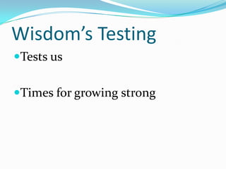 Sirach: Wisdom in the Teachings of Israel Wisdom as a womanHistory of IsraelWisdom’s homeTeachings of IsraelKeeping the commandmentsAdvice given in the book